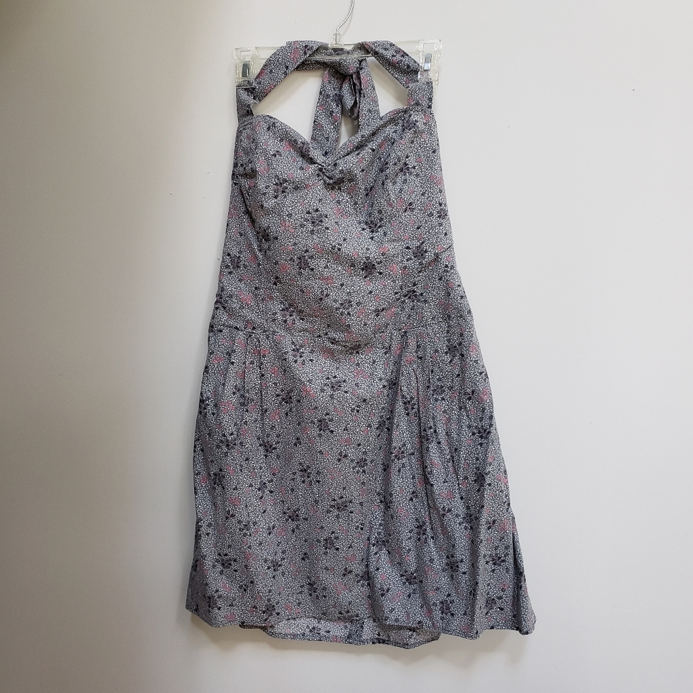Handmade pinup rockabilly floral halter dress vintage fabric plus sized